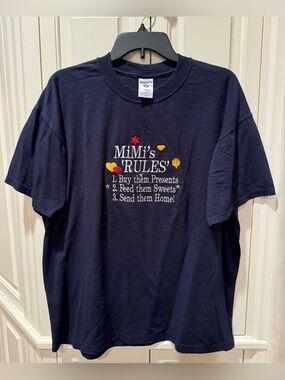 Women’s MIMI’S RULES Grandma Grandmother Navy Blue Embroidered T-Shirt - Size L